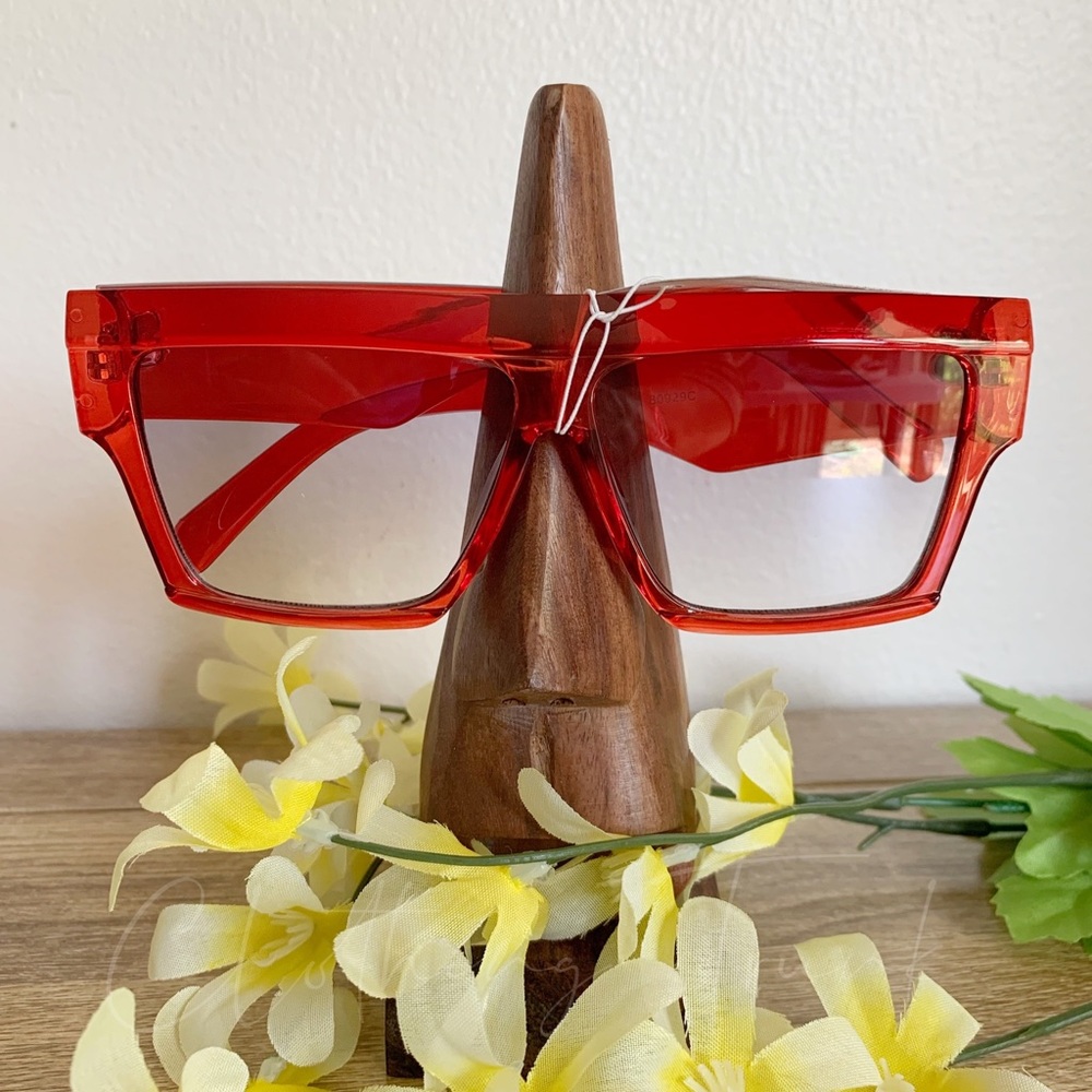 NWT Modern Clear Red Square Sunglasses UV400